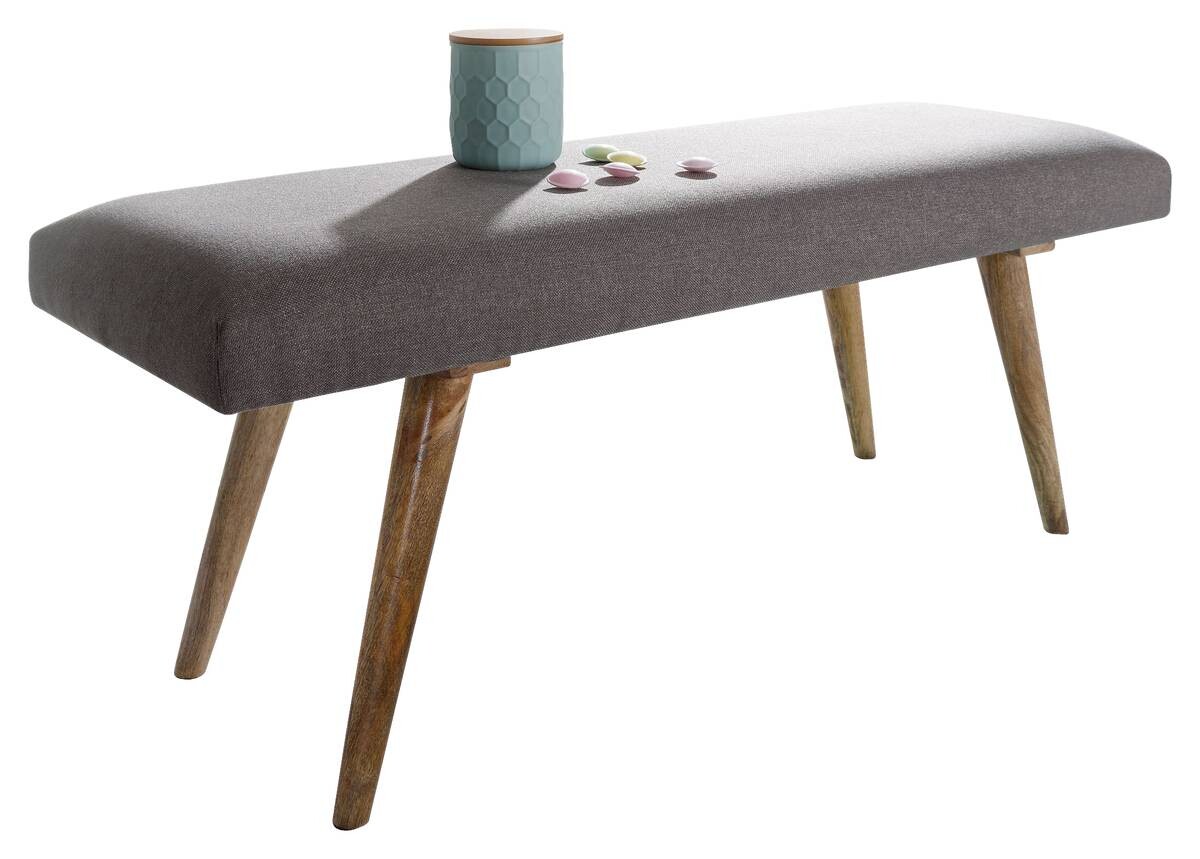 Wohnling Sitzbank grau natur Stoff Echtholz B/H/T: ca. 117x51x38 cm