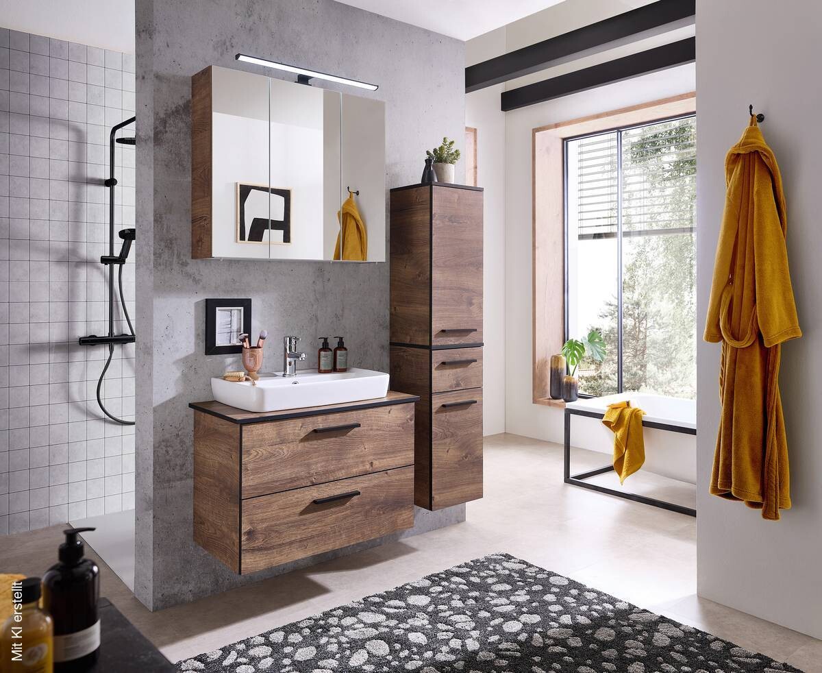 Badezimmer-Set Quickset 374 Eiche Ribeck Nachbildung B/H/T: ca. 75x200x44,5 cm