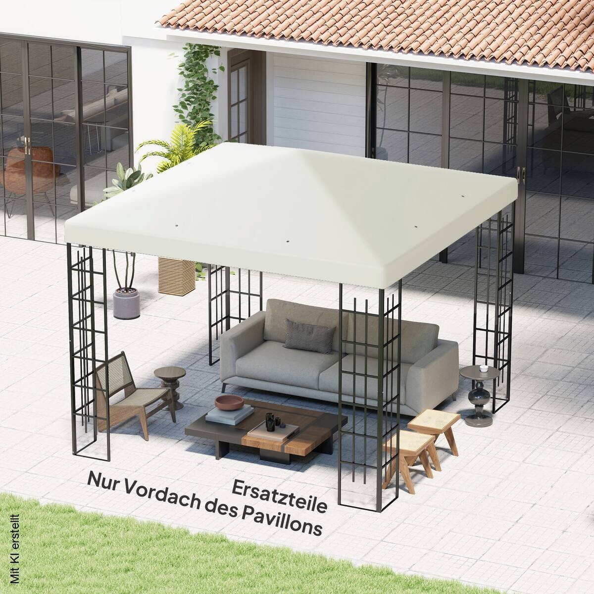 Outsunny Pavillondach hellgrau Polyester B/H/L: ca. 298x1x298 cm