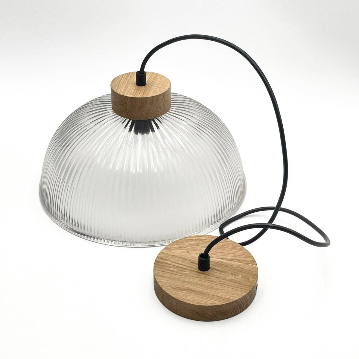 Lamkur Pendelleuchte Eiche Glas B/H/L: ca. 30x113x30 cm E27 1 Brennstellen