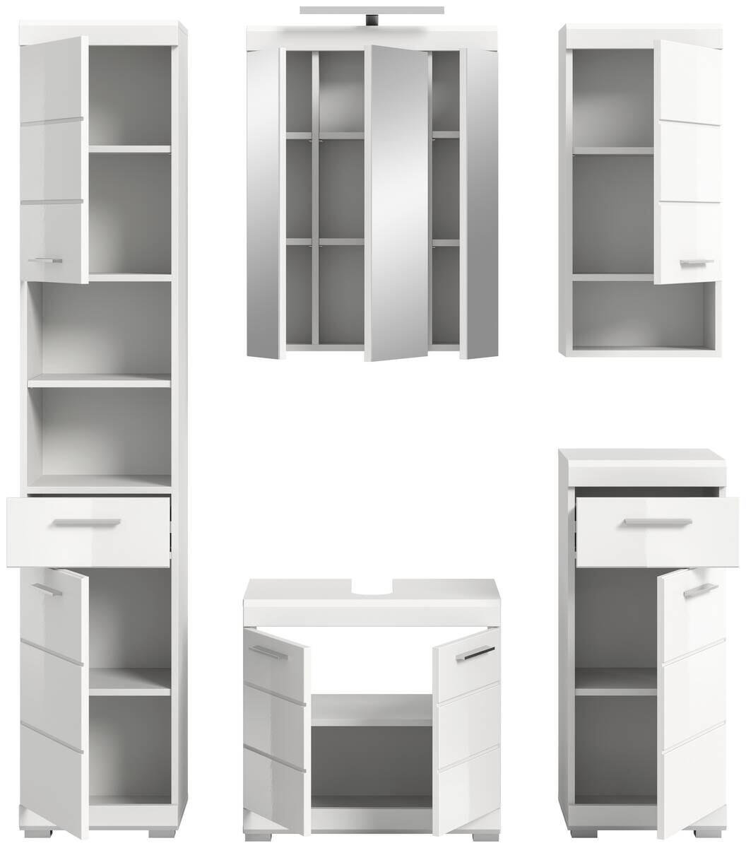 Badezimmer-Set Scout weiß weiß Hochglanz B/H/T: ca. 164x191x34 cm