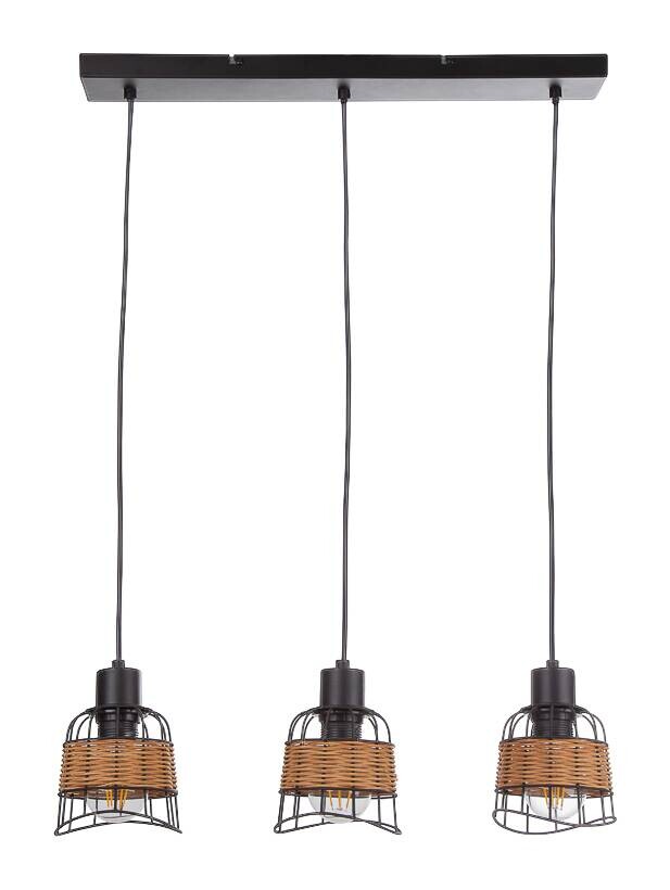 GLOBO Pendelleuchte sand schwarz Metall H/L: ca. 150x57 cm E27 3 Brennstellen