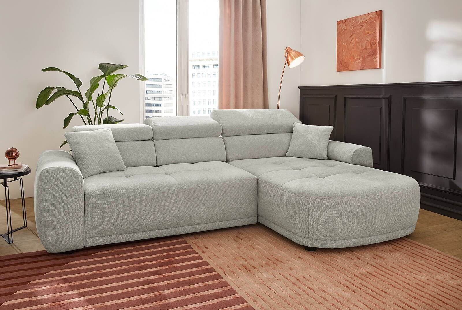 Ecksofa hellgrau Microfaser B/T: ca. 280x186 cm