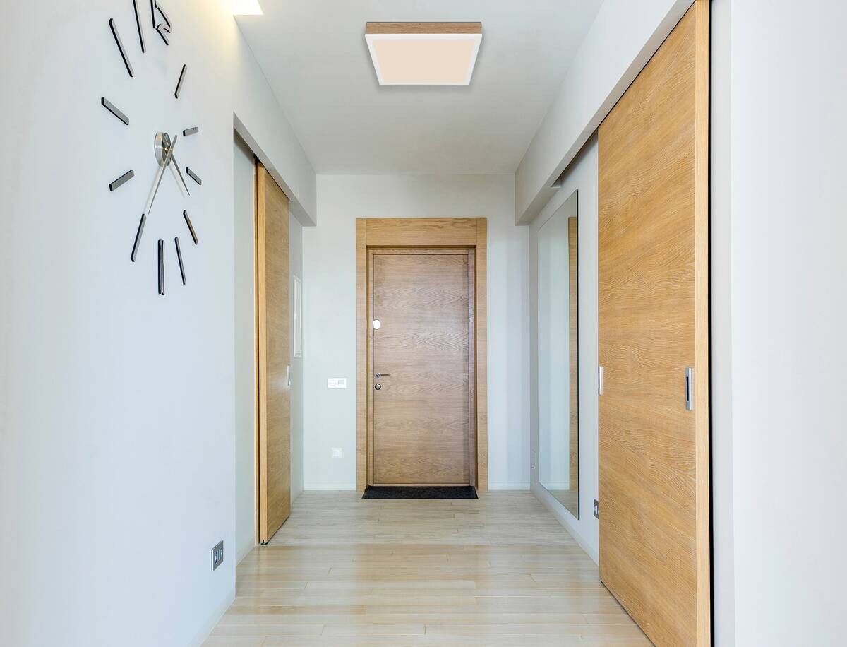 GLOBO LED-Deckenleuchte weiß Opal Kunststoff Aluminium B/H/T: ca. 30x6x30 cm