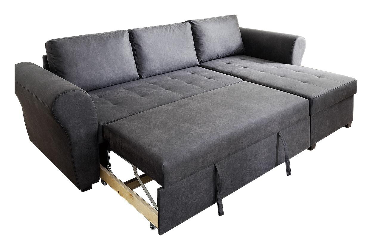 Ecksofa mit Bettfunktion und Bettkasten anthrazit B/H/T: ca. 260x89x155 cm