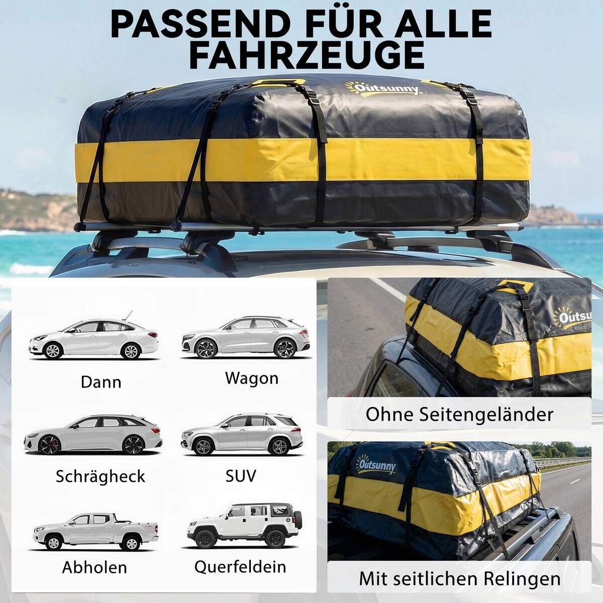 Outsunny Auto-Dachbox B/H/T/L: ca. 86x43x86x112 cm