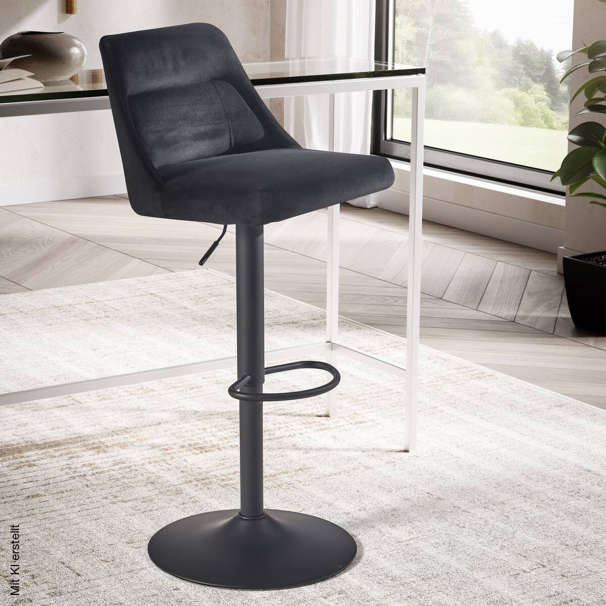 Barhocker schwarz Samt B/H/T: ca. 45x106x51 cm