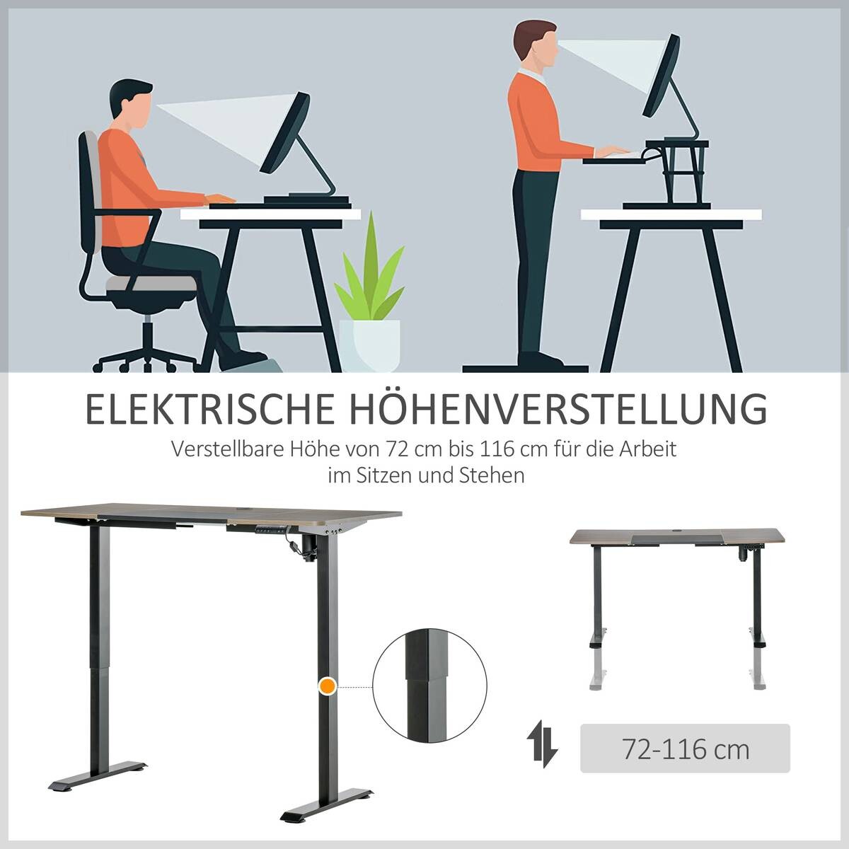 Schreibtisch 920-071V90BK natur Holz Nachbildung schwarz B/H/T: ca. 140x116x70 cm