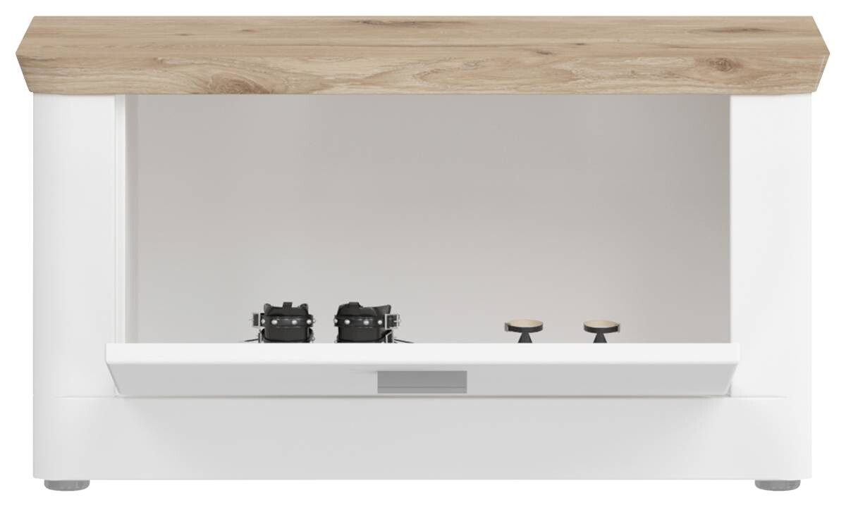 Sitzbank Michigan weiß matt Eiche Viking Nachbildung B/H/T: ca. 79x44x37 cm
