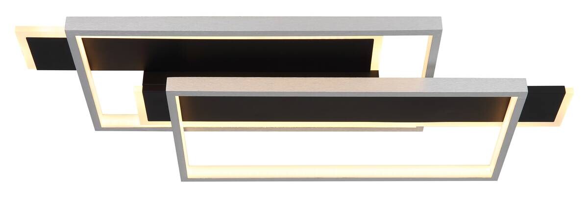 GLOBO LED-Deckenleuchte FINNLEY 67187-40 mattschwarz Opal Metall Kunststoff B/H/L: ca. 62x8,2x27 cm 1 Brennstellen