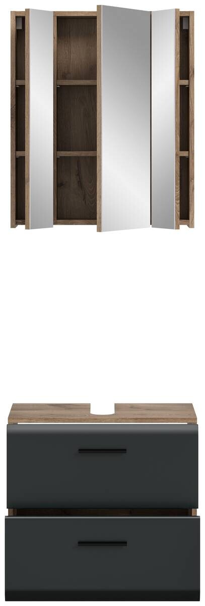 Badezimmer-Set Ice Nox Oak Nachbildung schwarz matt B/H/T: ca. 60x185x30 cm