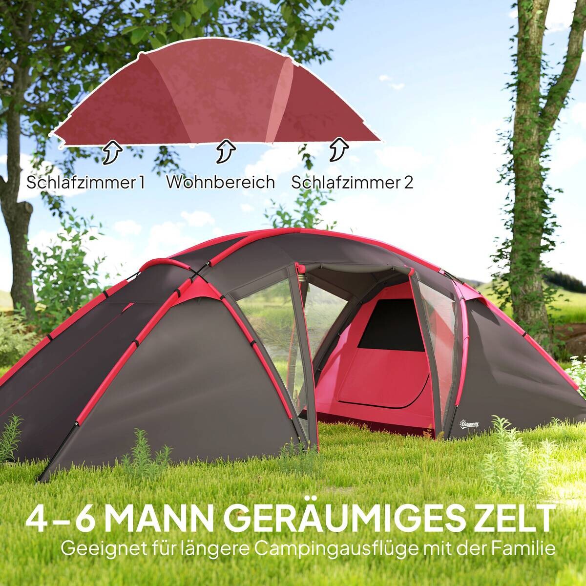 Outsunny Campingzelt grau Kunststoff B/H/L: ca. 235x195x615 cm