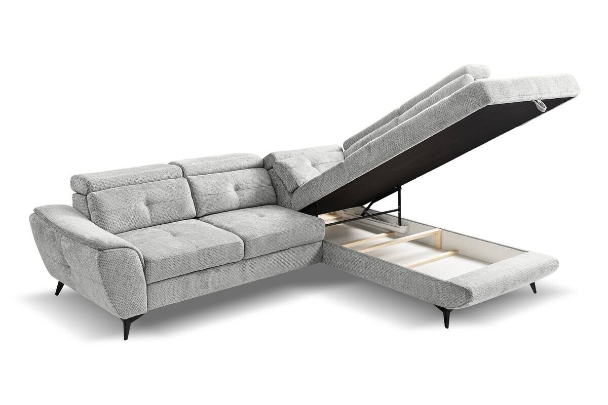 Ecksofa mit Bettfunktion und Bettkasten silber Microfaser B/H/T: ca. 274x82x231 cm