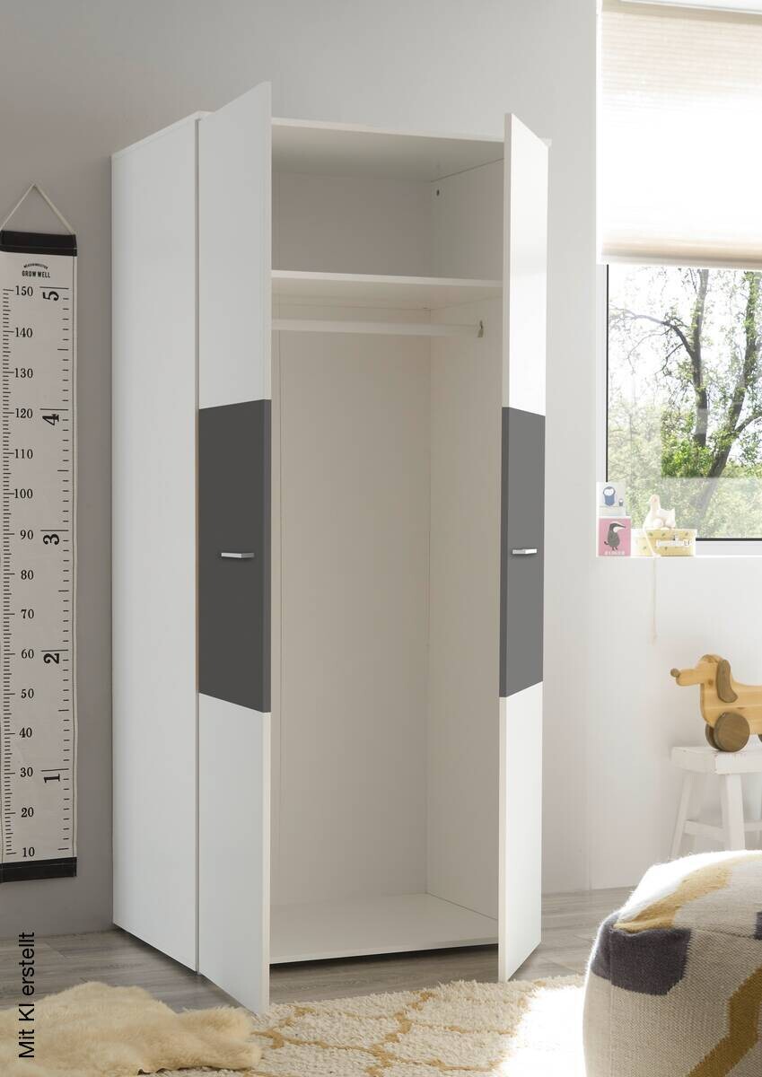 Kleiderschrank Alex weiß Graphit B/H/T: ca. 90x195x60 cm