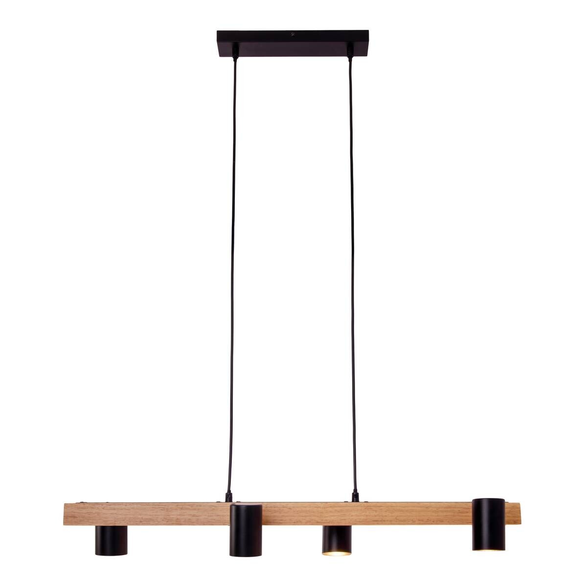Näve Leuchten Pendelleuchte 7094522 schwarz Holz Metall B/H/T: ca. 24x120x80 cm GU10 4 Brennstellen