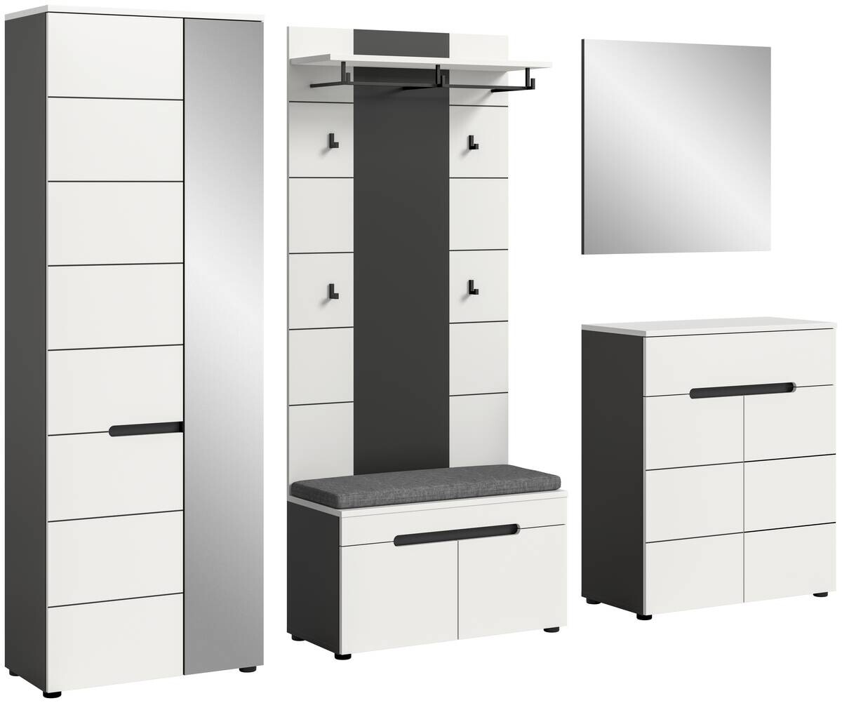 Garderobe Canu basaltgrau Nachbildung weiß B/H/T: ca. 255x190x37 cm