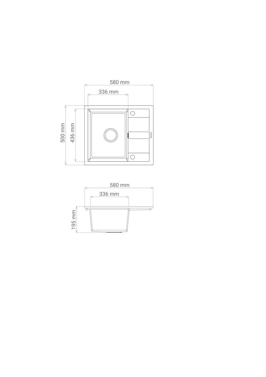 Respekta Einbauspüle Nashville schwarz Granit B/H/T: ca. 58x19,5x50 cm