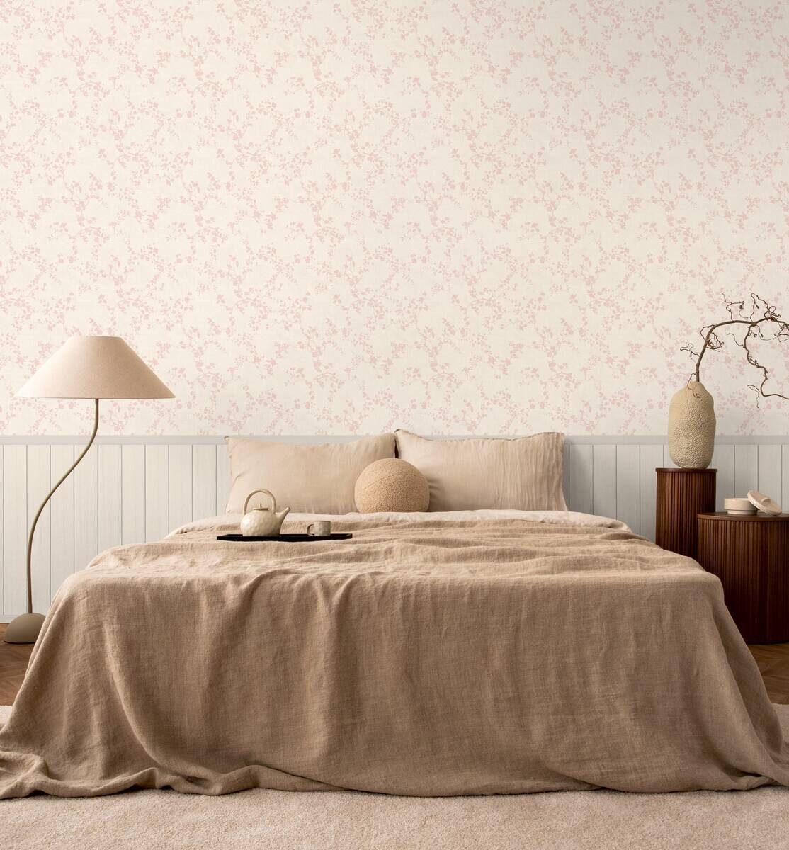 Livingwalls Fototapete Floral rosa creme B/L: ca. 280x159 cm