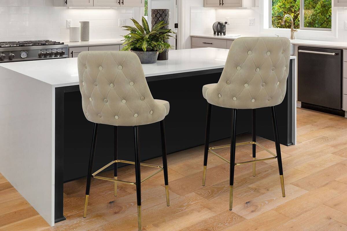 Barhocker Mojo 101 taupe Microfaser B/H/T: ca. 53x110x57 cm