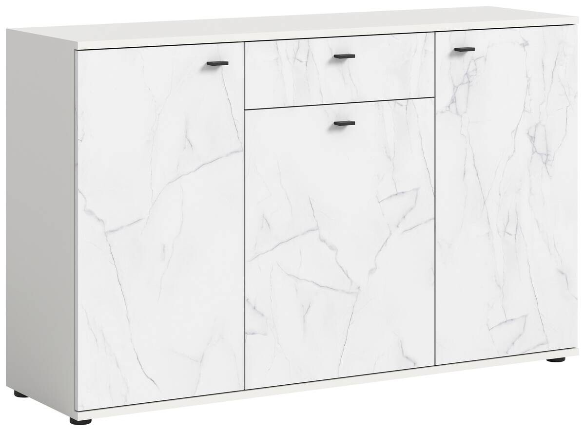 Sideboard Stone weiß Marmoroptik B/H/T: ca. 139x88x41 cm