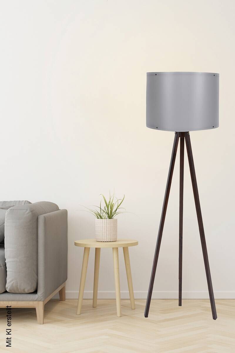 Opviq Stehlampe nussbaum grau MDF Polypropylen B/H/T/L/D: ca. 38x145x38x38x38 cm E27 1 Brennstellen