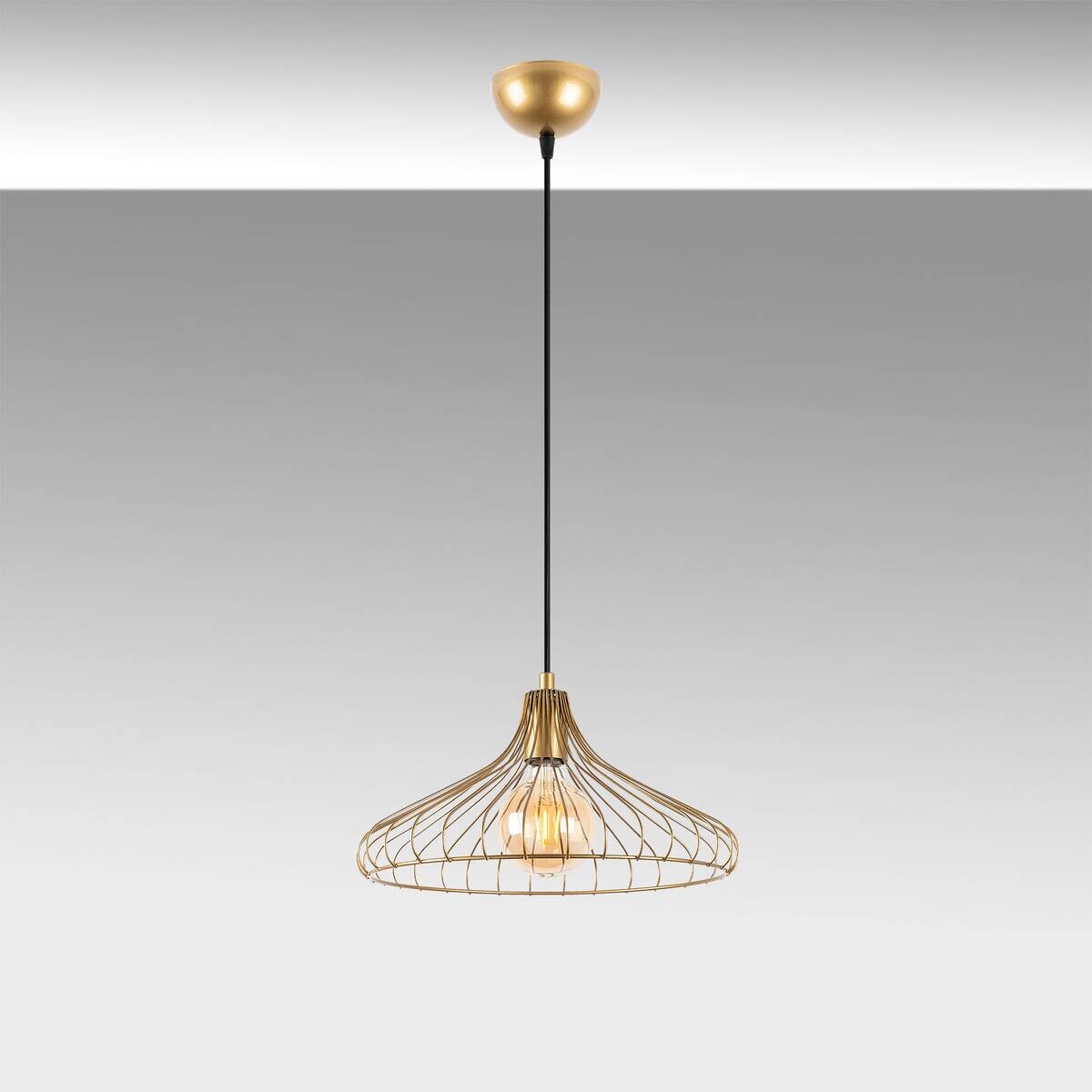 Opviq Pendelleuchte DEPAY-11251 gold Metall B/H/T/L/D: ca. 36x120x36x36x36 cm E27 1 Brennstellen