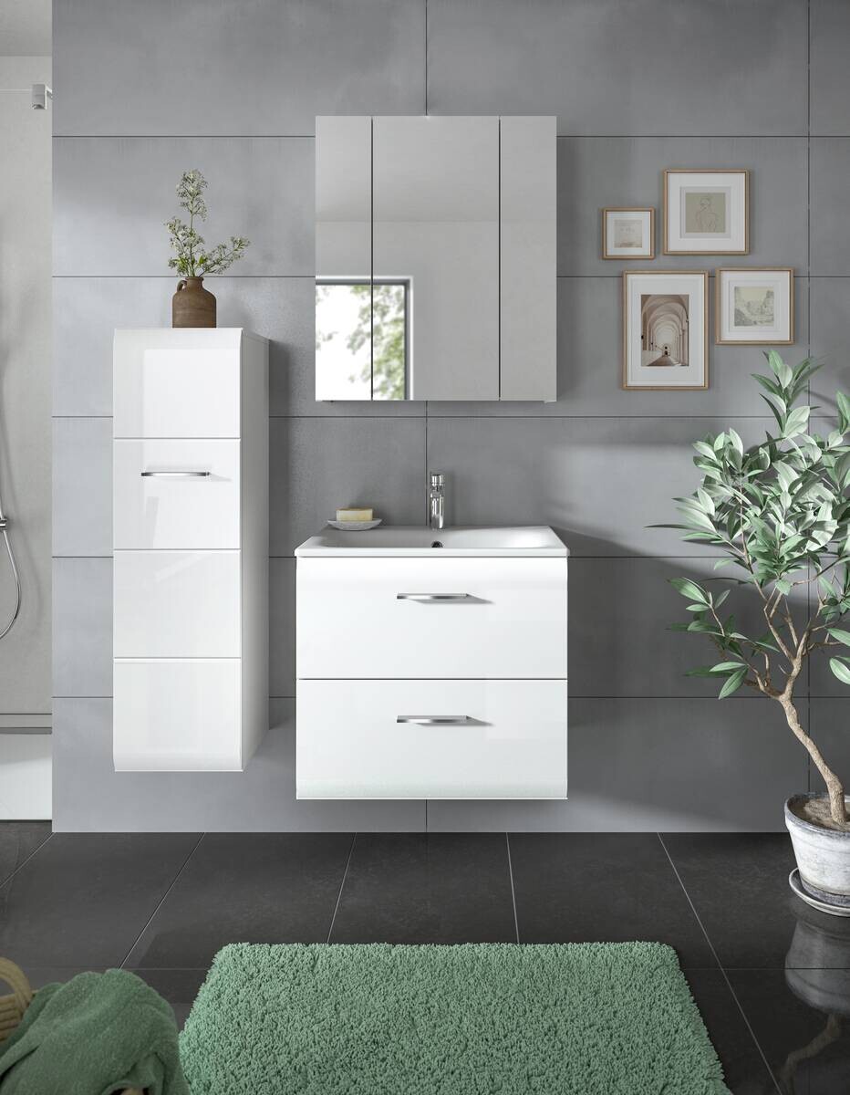 Badezimmer-Set Ice weiß weiß Hochglanz B/H/T: ca. 105x185x46 cm