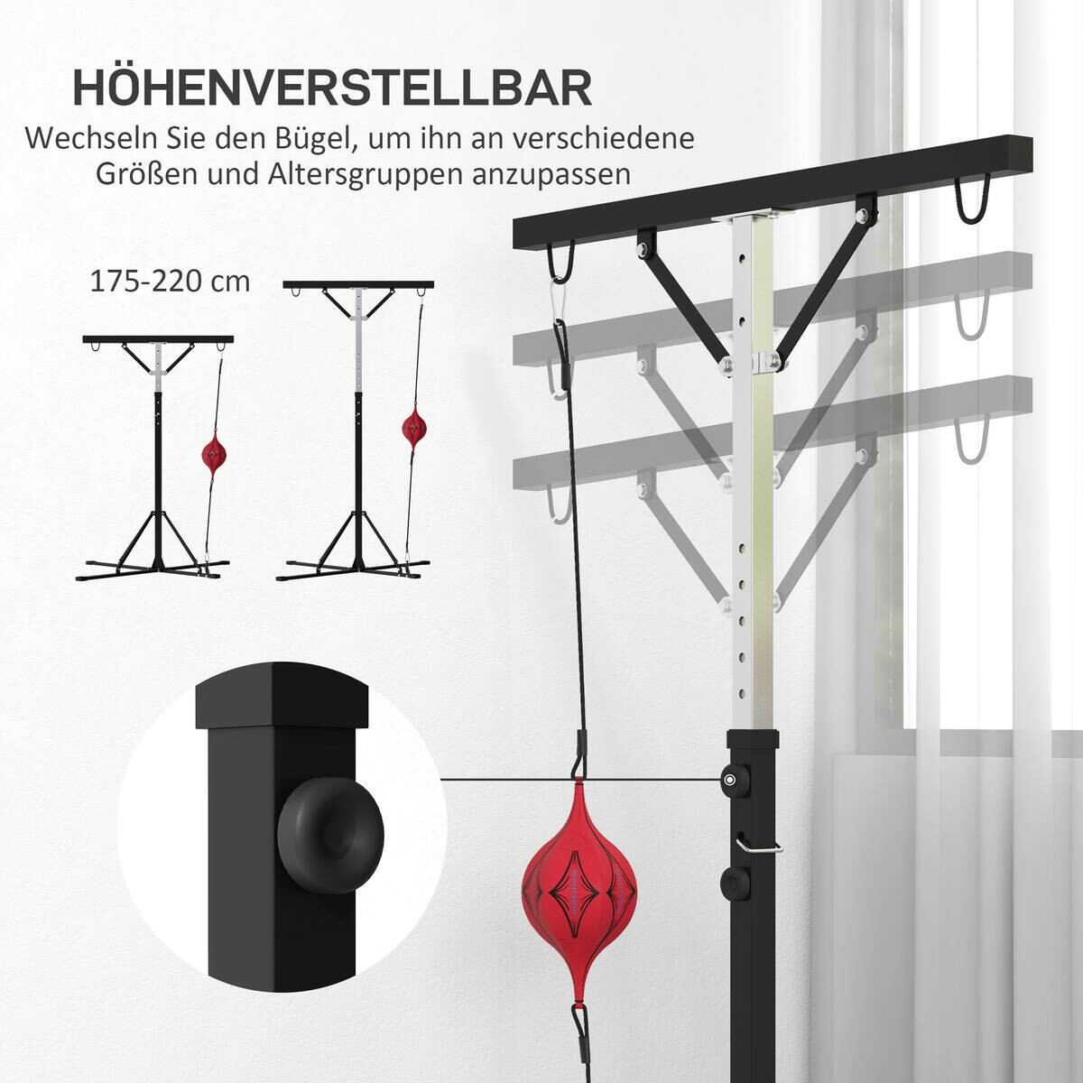 SPORTNOW Boxsackständer schwarz Stahl B/H/L: ca. 145x220x160 cm