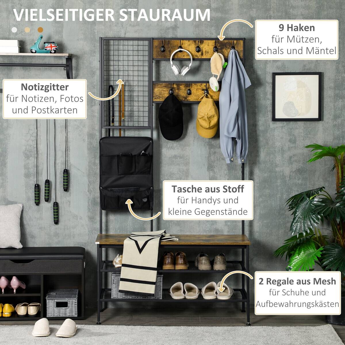 HOMCOM Garderobe braun Spanplatte B/H/L: ca. 40x100x185 cm