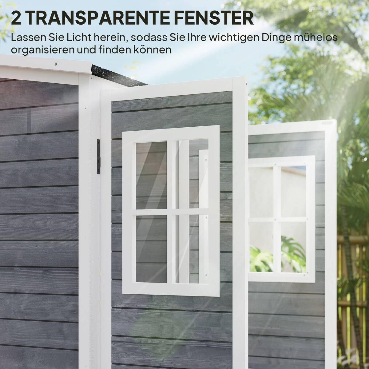 Outsunny Gartenschrank hellgrau Holz B/H/L: ca. 69x192x91 cm