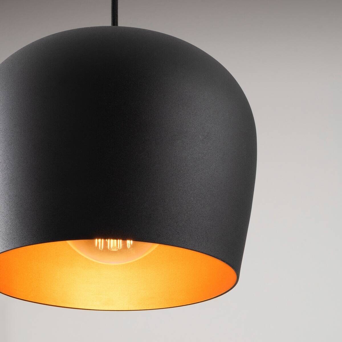 Pendelleuchte schwarz Eisen B/H/L/D: ca. 74x110x74x74 cm E27 3 Brennstellen