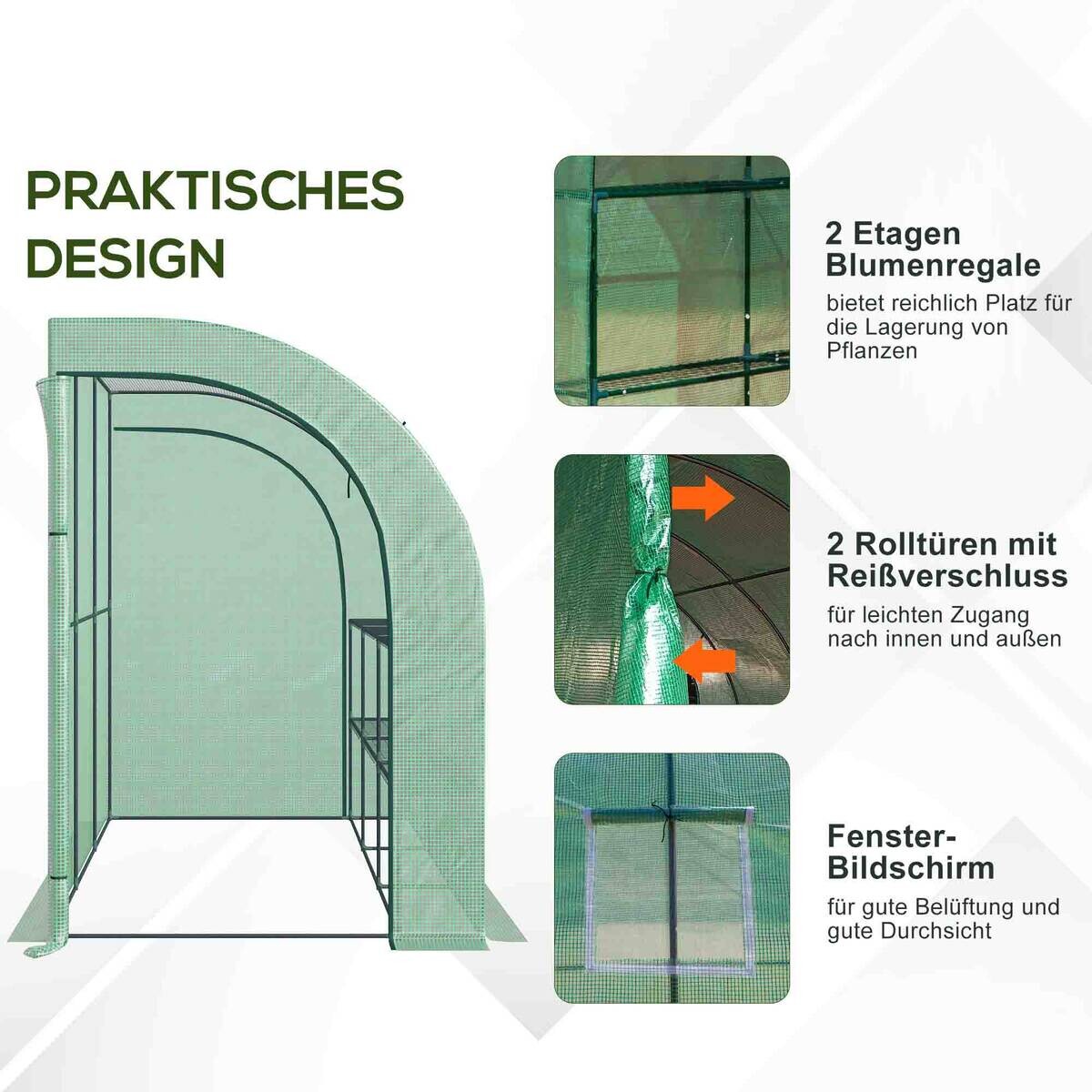 Outsunny Gewächshaus B/H/L: ca. 150x213x300 cm