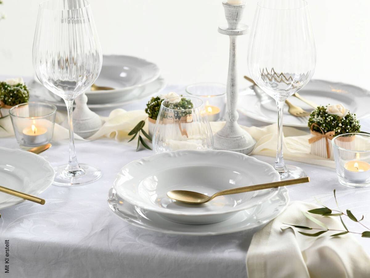 CreaTable Tafelservice Maria Theresia weiß Porzellan 12 tlg.