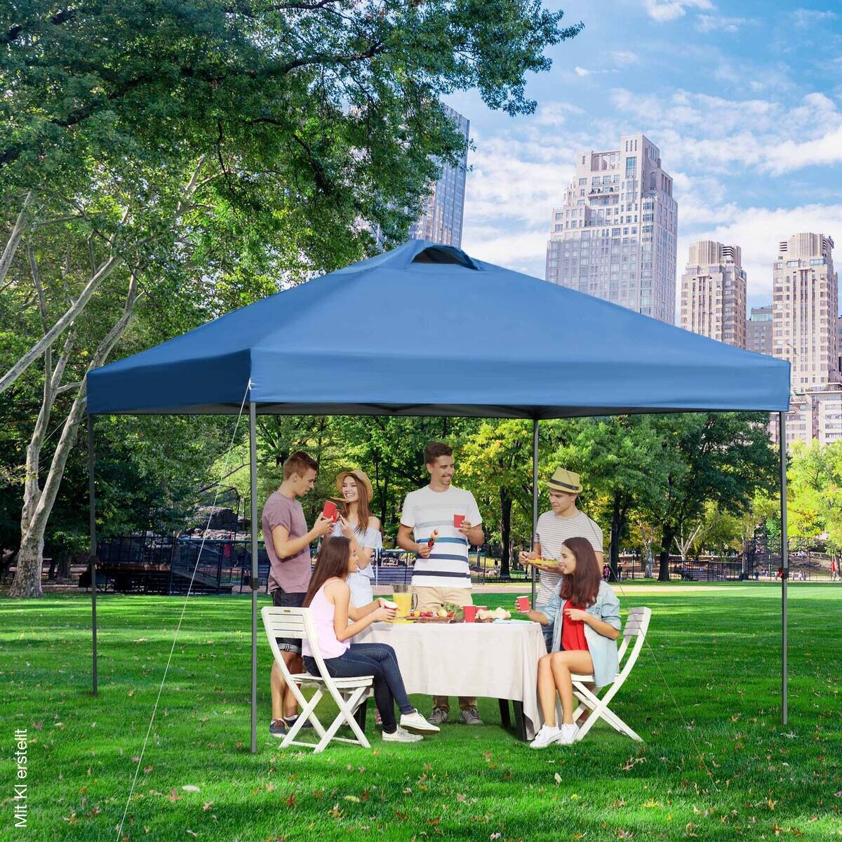 Outsunny Pavillon blau Stahl B/H/L: ca. 295x264x295 cm