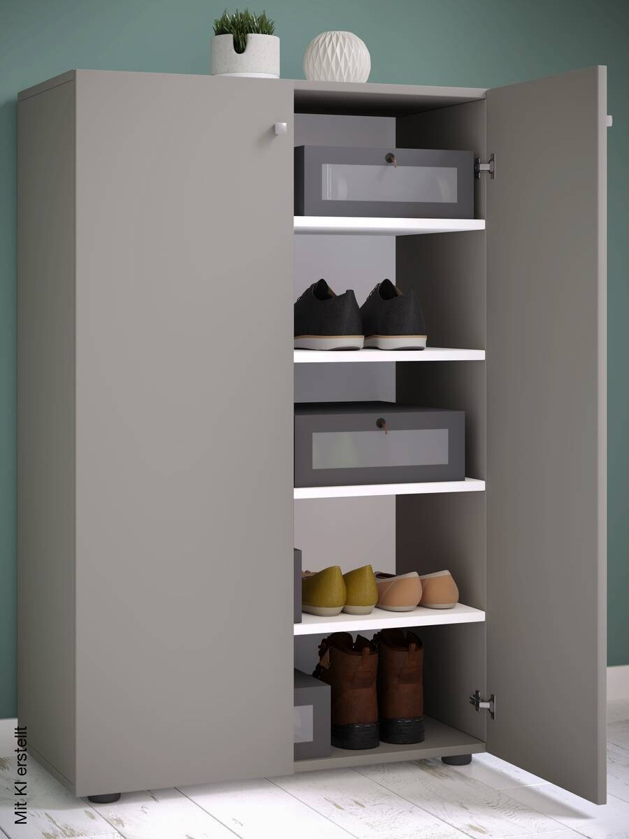 Schuhschrank Lona grau weiß B/H/T: ca. 70x110x39 cm