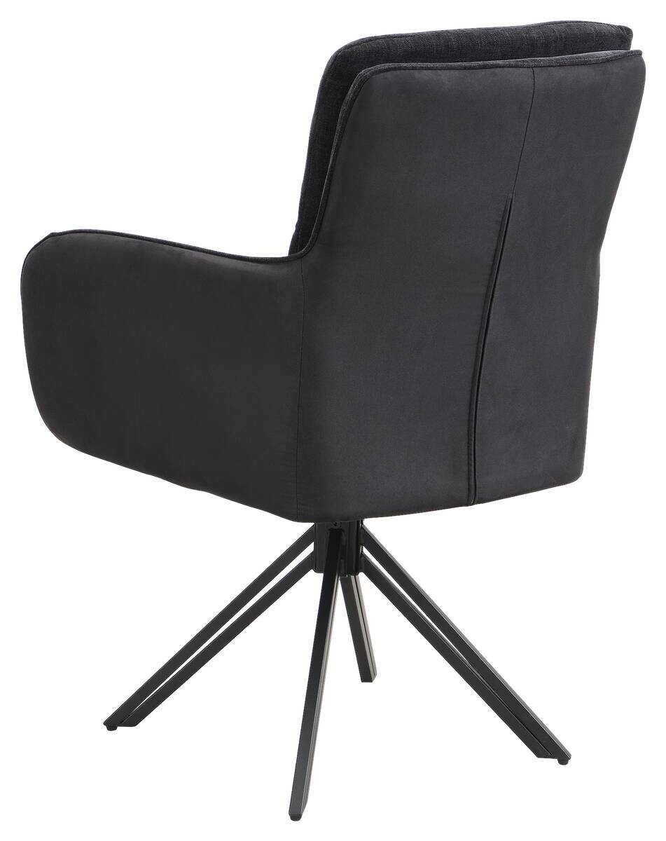 Stuhl TINO, 2er-Set schwarz Metall Microfaser B/H/T: ca. 62x94x70 cm