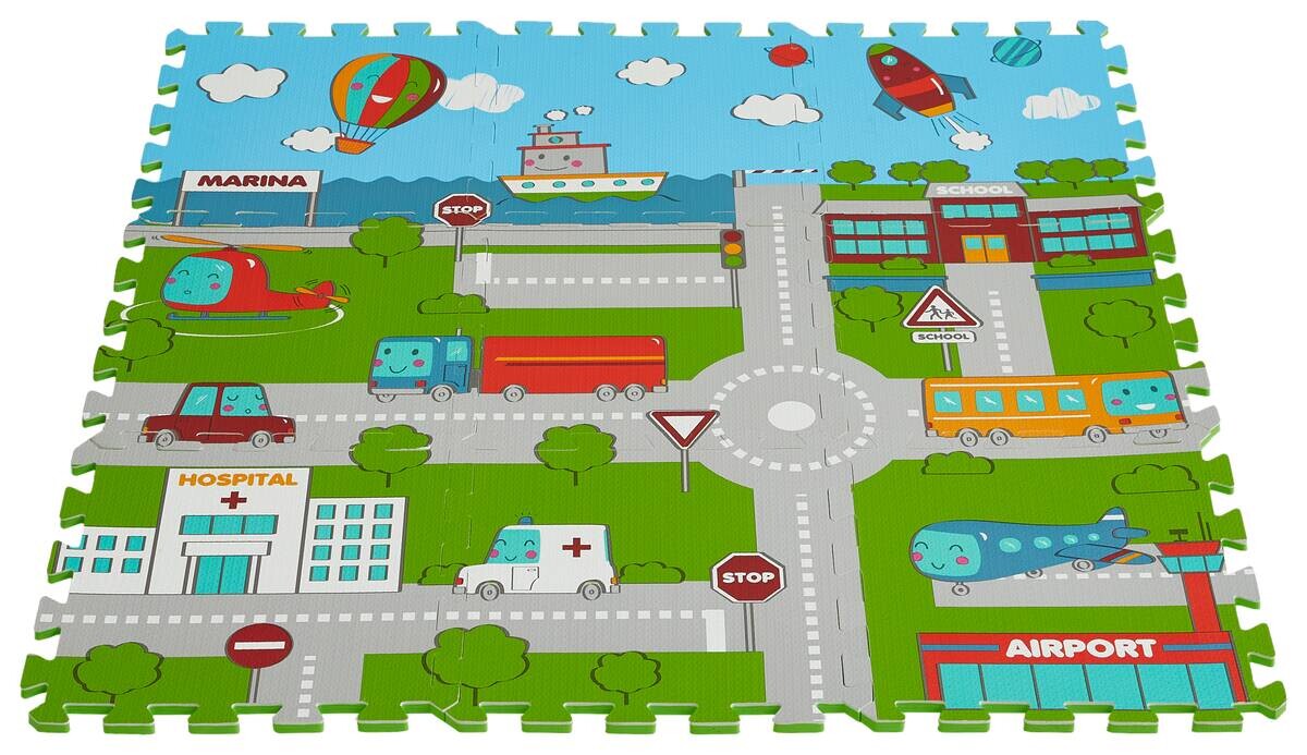 Puzzlematte Straßen bunt B/H/L: ca. 90x1x90 cm
