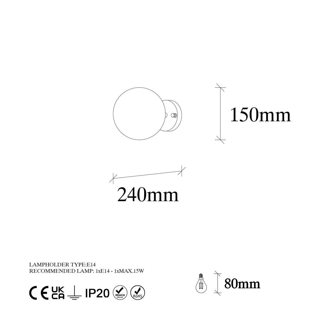 Opviq Wandleuchte schwarz Glas Metall B/H/L: ca. 15x24x15 cm E14 1 Brennstellen