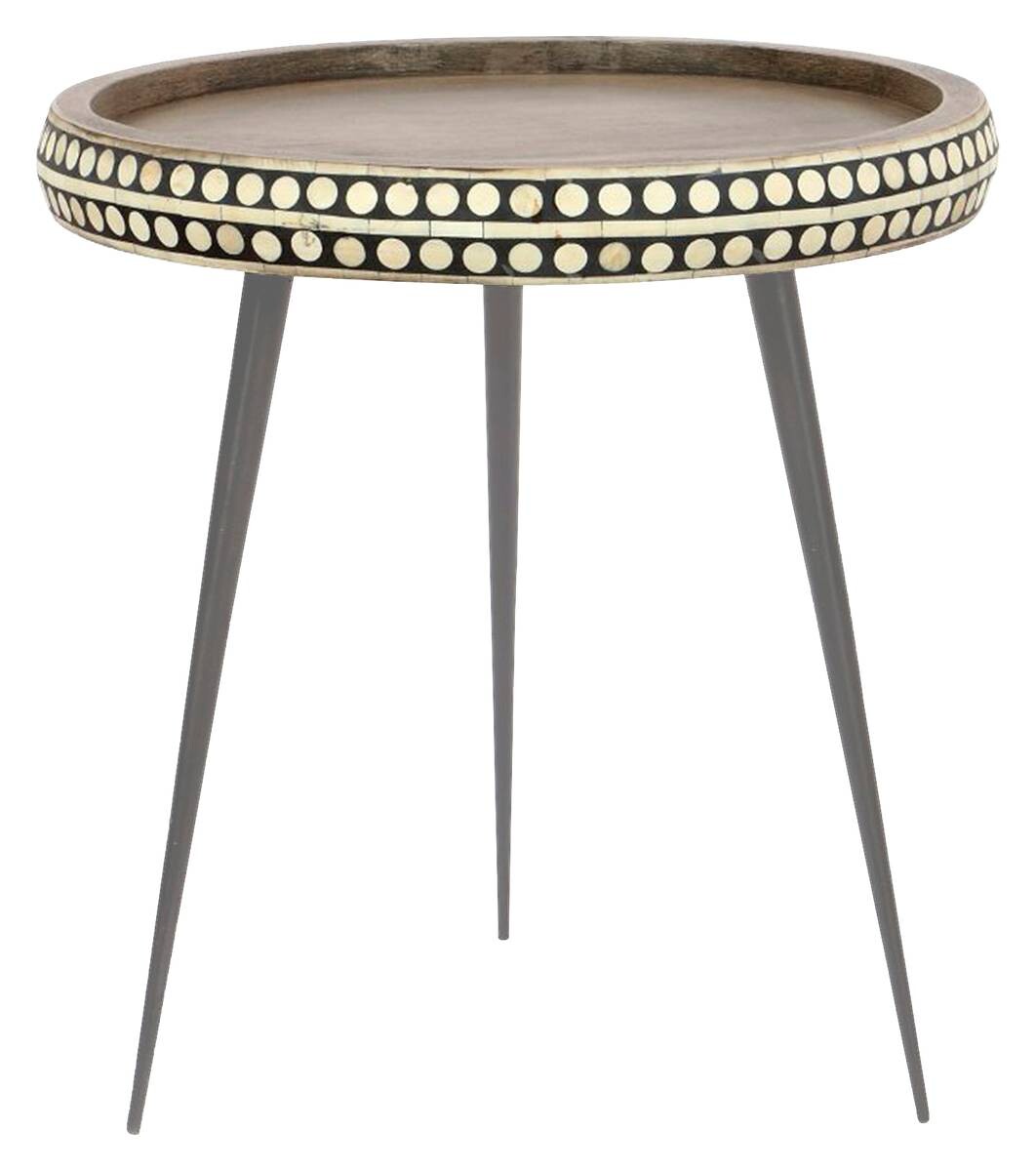 Beistelltisch JANA natur Lack matt schwarz pulverbeschichtet Echtholz Metall