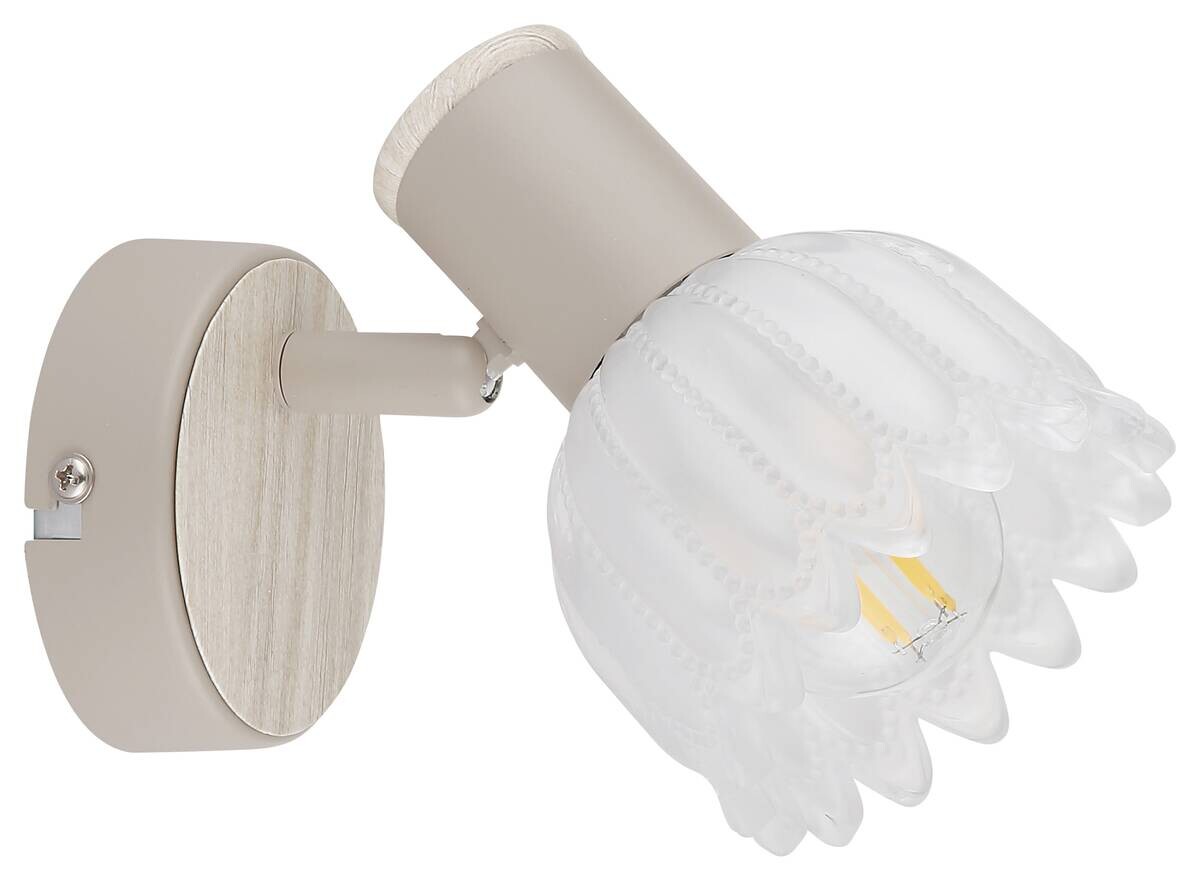 GLOBO Strahler sand Glas Metall B/H/L: ca. 10,5x11x14 cm E14 1 Brennstellen