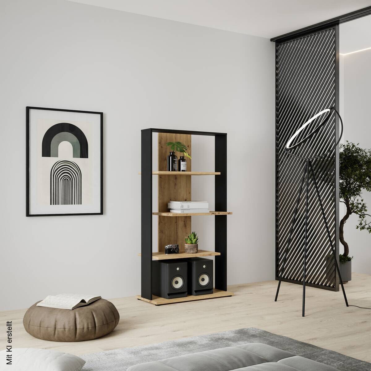 Regal Eiche Artisan Nachbildung schwarz B/H/T: ca. 80x159x35 cm