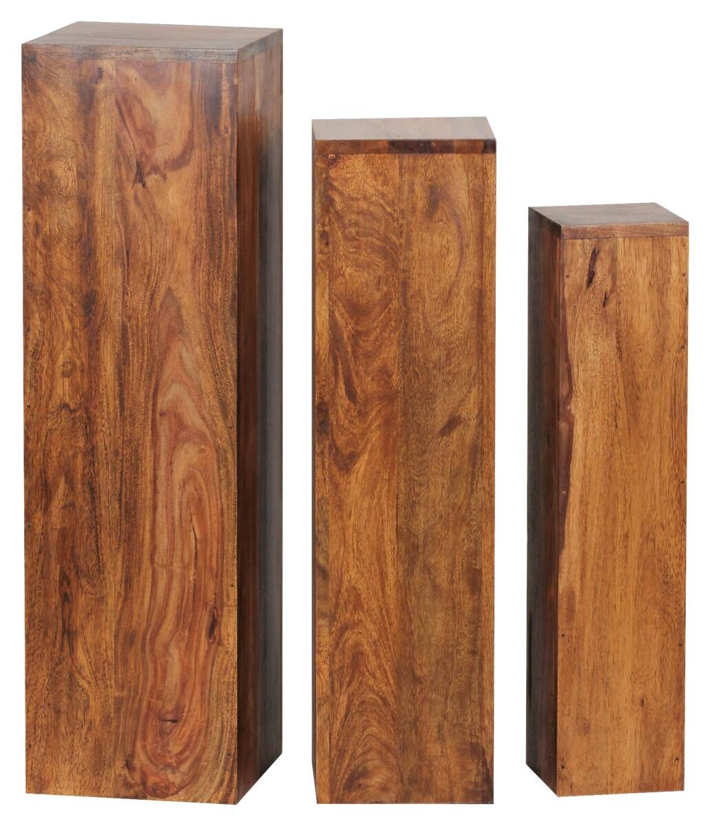 Beistelltisch 3er-Set. natur Echtholz