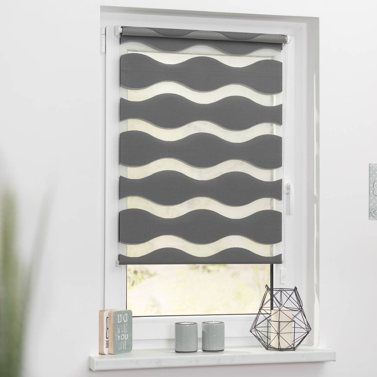 LICHTBLICK Doppelrollo Duo Welle anthrazit B/L: ca. 60x150 cm