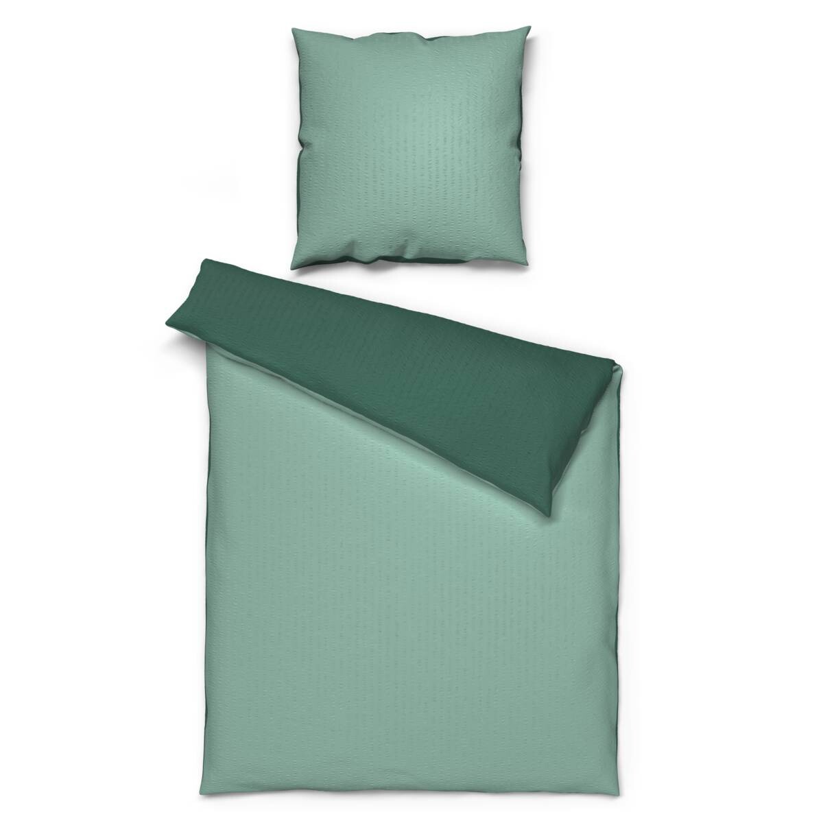 Microfaser Wende Bettwäsche Seersucker mint grün 100% Polyester B/L: ca. 135x200 cm