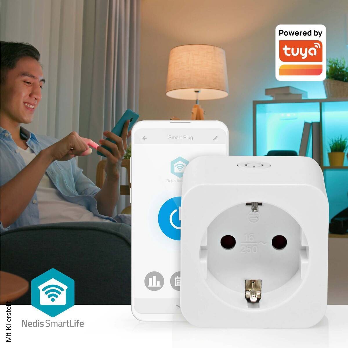 Nedis Smart-Stecker weiß Kunststoff B/H/L: ca. 5,47x8,25x5,47 cm