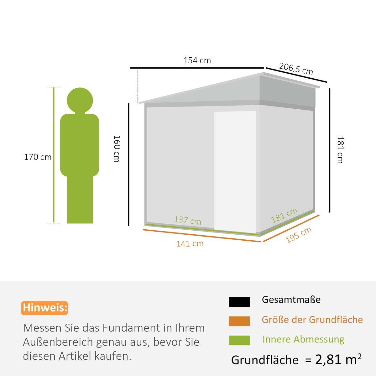 Outsunny Gartenhaus weiß B/H/L: ca. 206,5x181x154 cm