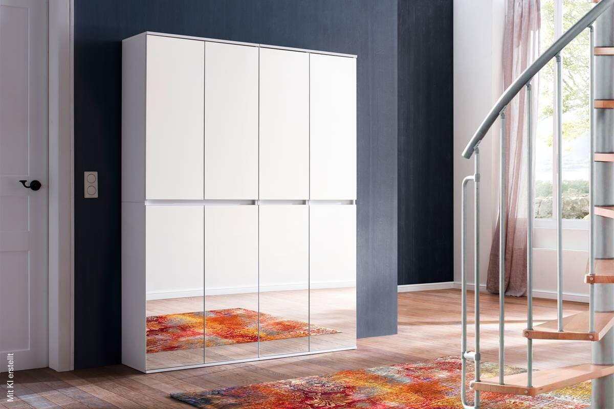Garderobenschrank Mirror weiß B/H/T: ca. 148x191x34 cm