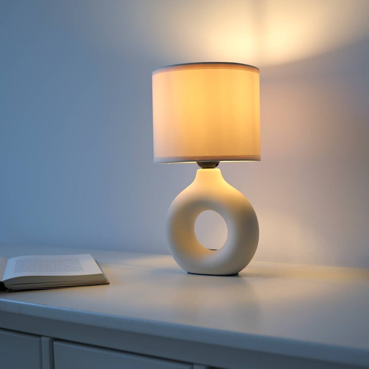 Just Light Tischleuchte Carara beige Stoff Keramik H/L/D: ca. 30x16x16 cm null 1 Brennstellen