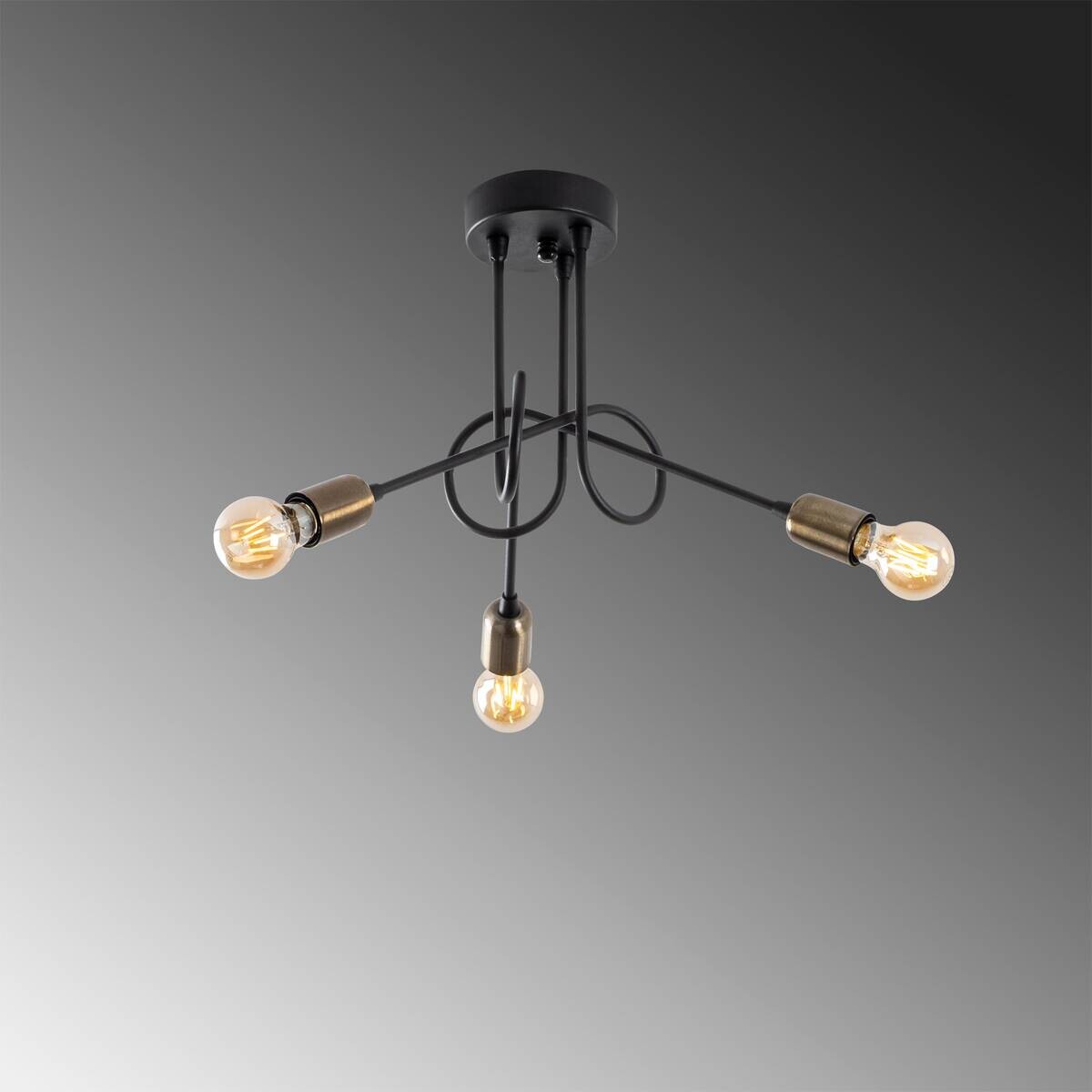 Opviq Deckenleuchte Viraj bronze schwarz Metall B/H/T/L/D: ca. 46x32x46x46x46 cm E27 3 Brennstellen