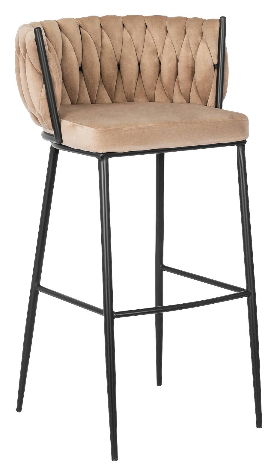 Barhocker FLORES beige Velourstoff B/H/T: ca. 60x104,5x56 cm